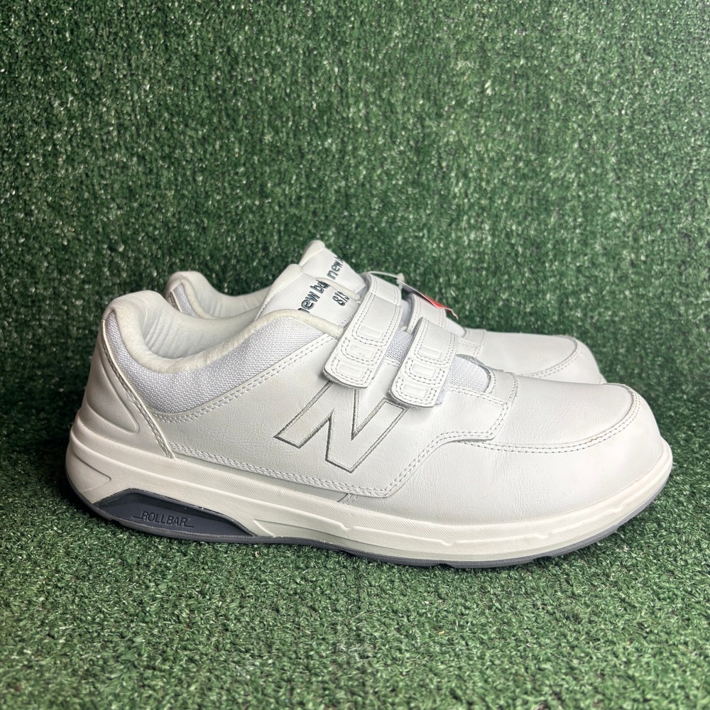 NEW New Balance 813 Hook Loop Leather Rollbar Walking Shoes White Men 11 2E Wide